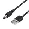 USB DC töltőkábel (USB-A dugó / 5.5x2.1mm DC dugó) 0.8m