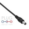 USB DC töltőkábel (USB-A dugó / 5.5x2.1mm DC dugó) 0.8m