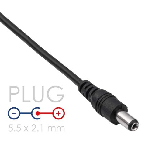 USB DC töltőkábel (USB-A dugó / 5.5x2.1mm DC dugó) 0.8m