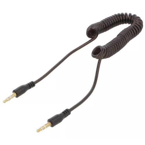 Jack (AUX) összekötő kábel, 3.5mm, spirál, sztereó, 1.8m