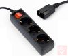 Hálózati elosztó szünetmenteshez, IEC C14 apa - 3x Schuko aljzat, fekete 0.6m