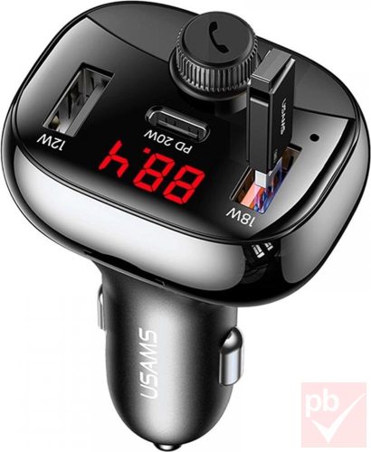 Usams Bluetooth telefon kihangosító FM transzmitterrel, 50W töltővel