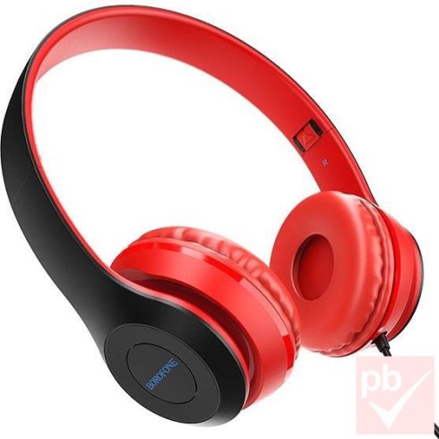 Borofone BO5R piros mikrofonos fejhallgató