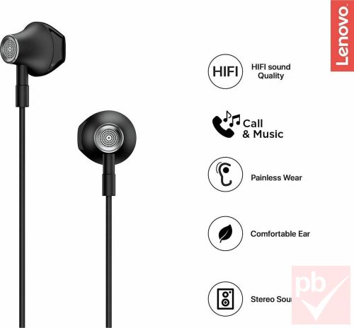 Lenovo HF140 mikrofonos fülhallgató (fekete)