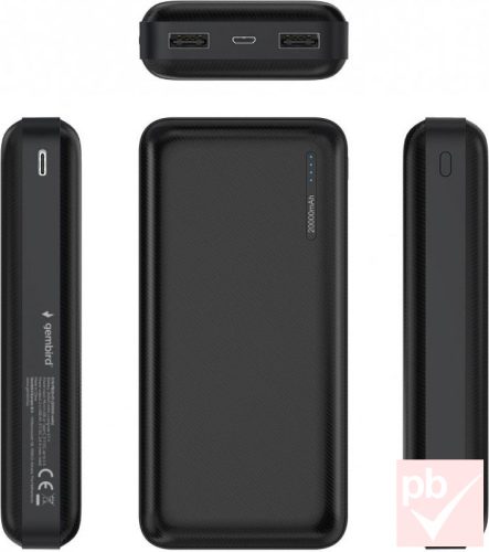 Gembird hordozható akkumulátor (fekete, 20000mAh)