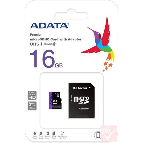AData 16GB micro SD memóriakártya adapterrel