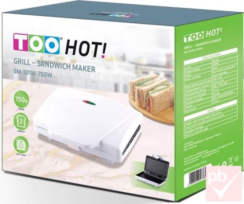 Too SM-101W-750W fehér grill-és szendvicssütő
