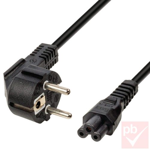 Hálózati tápkábel laptop töltőhöz (IEC C5 / 90°-os dugvilla) 1.0m