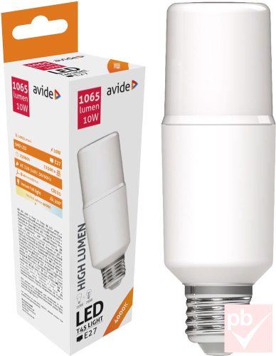 Avide LED fényforrás, E27, 10W, 4000K, 1065lm, stick (T45)