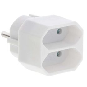 Hálózati elosztó, 2db euro aljzat, fehér (250V AC, 2.5A)