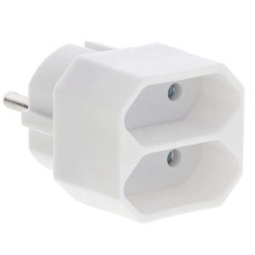 Hálózati elosztó, 2db euro aljzat, fehér (250V AC, 2.5A)