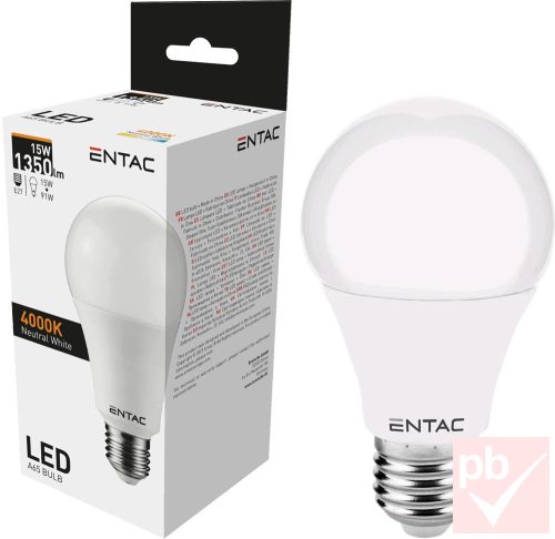 Entac LED fényforrás, E27, 15W, 4000K, 1350lm, gömb (G65)
