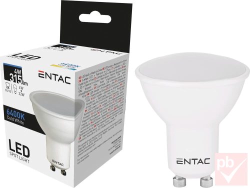 Entac LED fényforrás, GU10, 4W, 6400K, 190lm, spot
