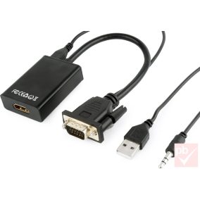 VGA-HDMI átalakító, VGA dugó - HDMI aljzat 0.2m