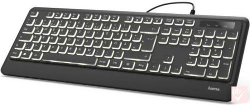 Hama KC-550 USB billentyűzet fehér LED háttérvilágítással (fekete, HUN)