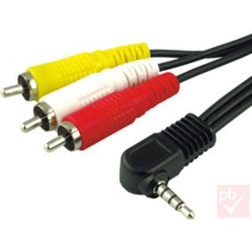   Jack-RCA összekötő kábel (90° 3.5mm 4p. jack dugó - 3x RCA dugó) 1.5m