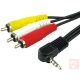 Jack-RCA összekötő kábel (90° 3.5mm 4p. jack dugó - 3x RCA dugó) 1.5m