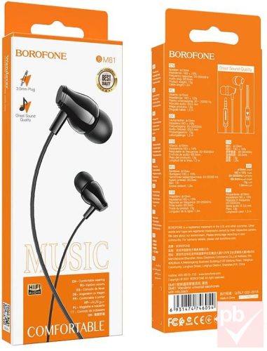 Borofone BM61 fekete sztereó mikrofonos fülhallgató (headset)
