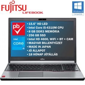   Fujitsu Lifebook E754 15.6" felújított prémium használt laptop (Core i5 4th, 8GB RAM, 256GB SSD, Full HD)