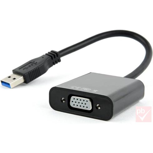 USB-VGA átalakító, USB 3.0 dugó (Type-A) - VGA aljzat (anya) 15cm