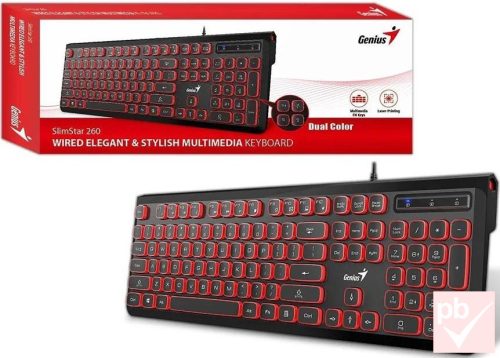 Genius Slimstar 260 USB billentyűzet (fekete-piros, HUN)