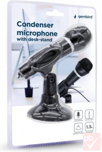 Gembird asztali mikrofon PC-hez, laptophoz (fekete)