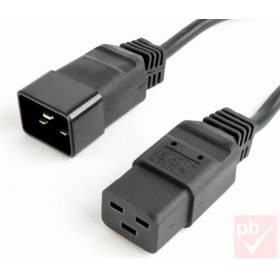   Hálózati tápkábel hosszabbító, IEC C19 dugó - IEC C19 aljzat, 1.5m, fekete