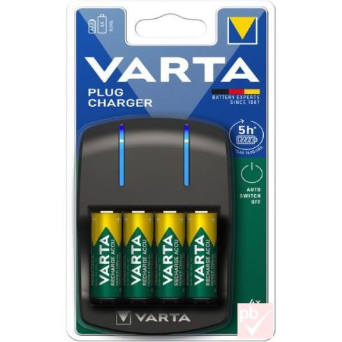 Varta Plug Charger hálózati akkutöltő 4db AA 2100mAh Ni-MH akkuval