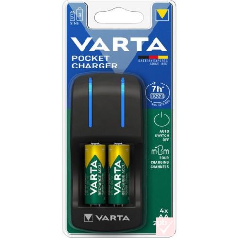 Varta Pocket Charger hálózati akkutöltő 4db AA 2100mAh Ni-MH akkuval