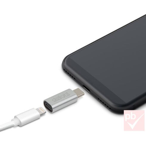 Delight telefon töltő adapter (USB Type-C dugó - iPhone Lightning aljzat) max.5A