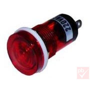 Jelzőfény, furatba szerelhető, 230V piros (furat: 15mm)
