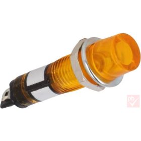   Jelzőfény, furatba szerelhető, 12V DC narancs (furat: 7.5mm)