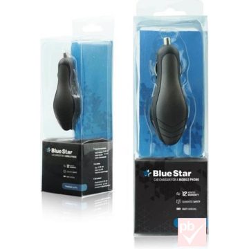 BlueStar autós USB töltő 1db aljzattal (fekete, 2A)