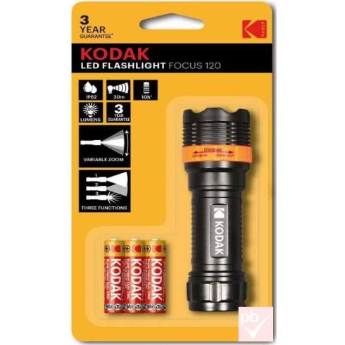 Kodak LED Flashlight Focus 120 elemlámpa (3x AAA, 30lm)