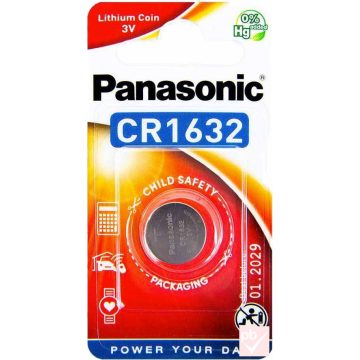   Panasonic CR1632 3V gombelem (átmérő: 16mm, vastagság: 3.2mm)