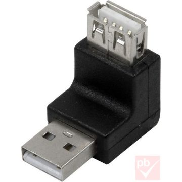 USB fordító adapter (A dugó - A aljzat, 2.0, 90°-os)