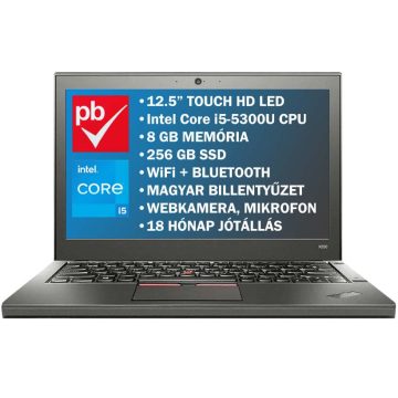   Lenovo ThinkPad X250 12.5" felújított prémium használt laptop (i5, 8GB, 256GB)