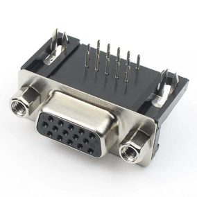   D-SUB csatlakozó, anya, 15 pin, 3 soros, 90°-os, forrasztható, ház nélkül