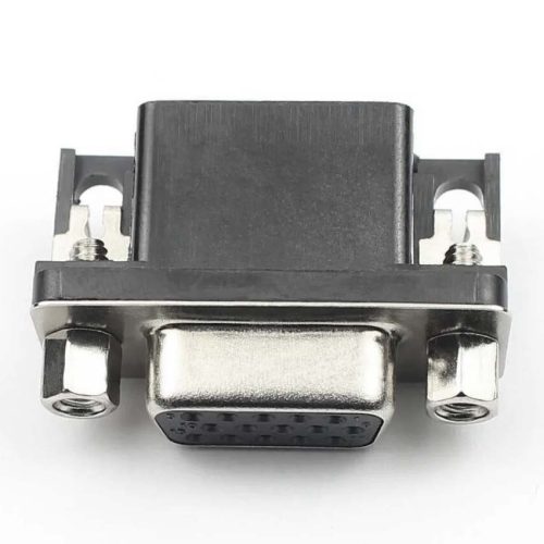 D-SUB csatlakozó, anya, 15 pin, 3 soros, 90°-os, forrasztható, ház nélkül