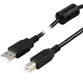   USB 2.0 A-B összekötő kábel 3.0m, réz, zavarszűrő ferritgyűrűvel