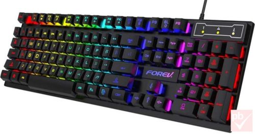 Forev FV-Q1S RGB LED USB gamer billentyűzet (fekete, HUN)