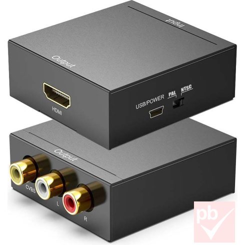 HDMI -> SCART (RCA) jelátalakító (HDMI bemenet, 3x RCA kimenet)