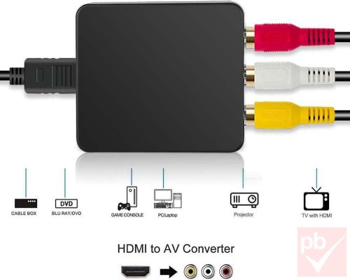 HDMI -> SCART (RCA) jelátalakító (HDMI bemenet, 3x RCA kimenet)