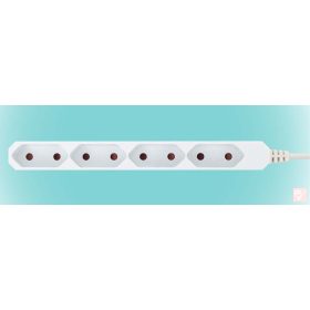   Hálózati elosztós hosszabbító, fehér, 4 euro aljzat, 3.0m