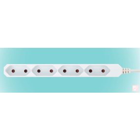   Hálózati elosztós hosszabbító, fehér, 4 euro aljzat, 3.0m