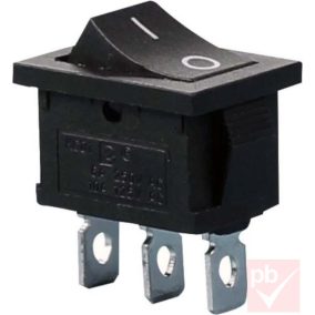   Billenő kapcsoló, szögletes, fekete, 2 körös, 2 állású, 3 láb, 19x12mm