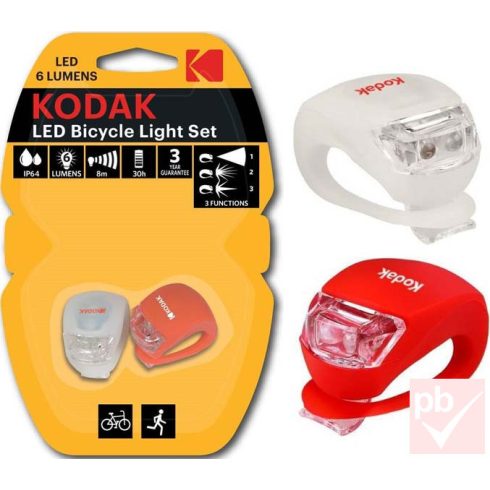 Kodak 2db-os LED kerékpár lámpa szett elemekkel együtt (fehér/piros)