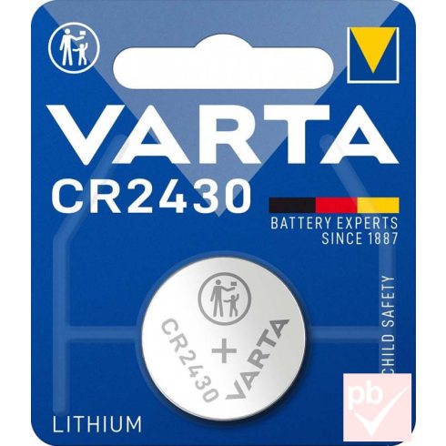 Varta CR2430 3V gombelem (átmérő: 24mm, vastagság: 3mm)