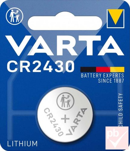 Varta CR2430 3V gombelem (átmérő: 24mm, vastagság: 3mm)