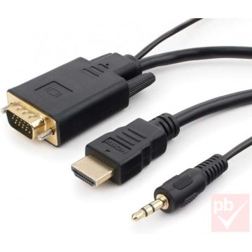 HDMI-VGA összekötő kábel (HDMI dugó - VGA dugó) 1.8m